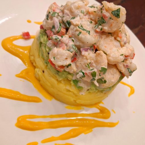 Causa with Shrimp Salad