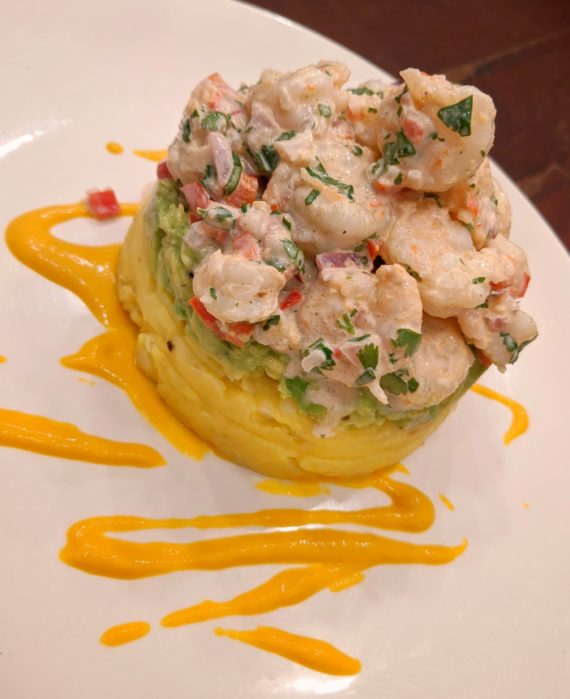 Causa with Shrimp Salad