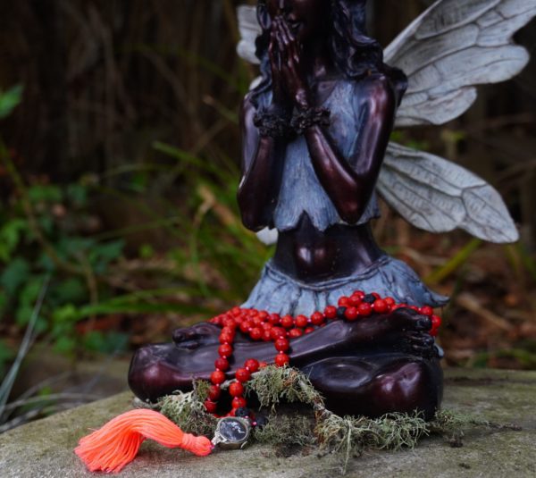 There's No Place Like Now Mala - Coral & Lava Rock